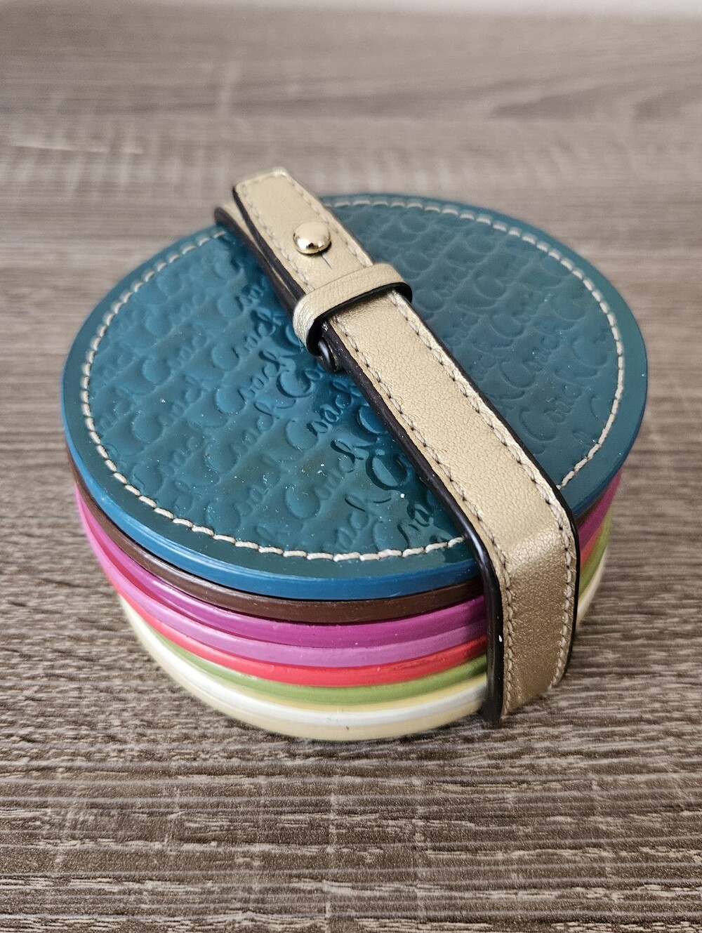 Rare Coach Patent Leather Magnetic Coasters Set of 8 in Legacy Colors